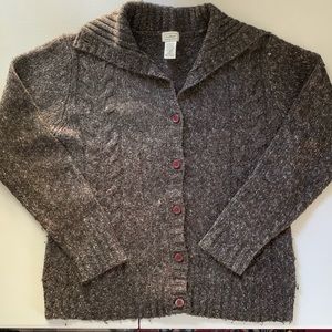 Marled brown button front cardigan womens large
